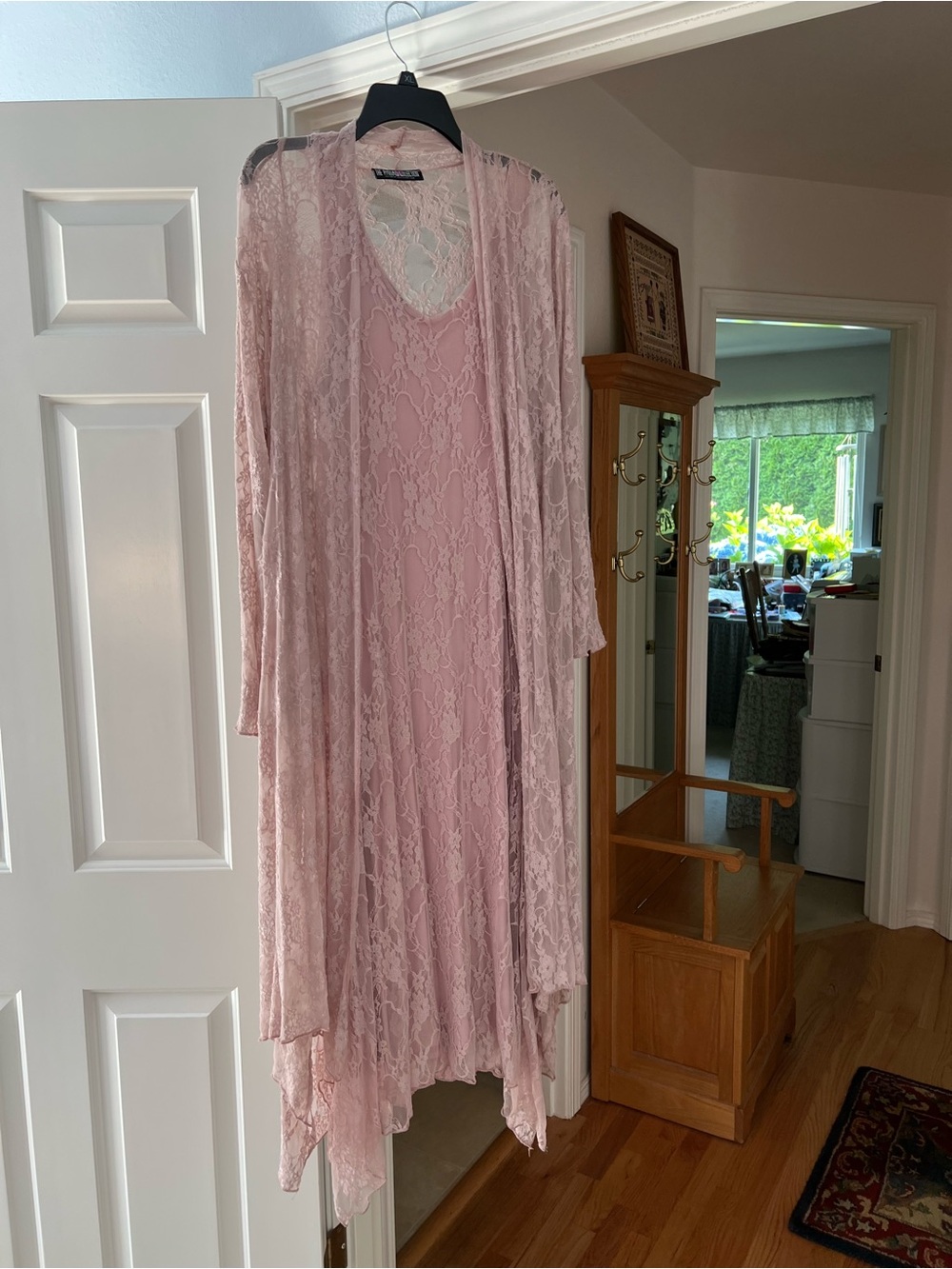 The Pyramid Collection Blush Lace Duster and Slip Dress Set
